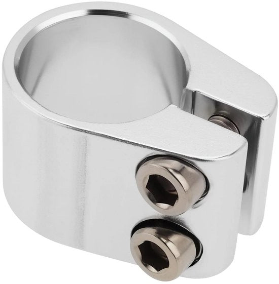 Zadelpen Klem per Bicicletta - 25.4mm - Doppie Viti per Fissaggio Sicuro - Argento - Lega di Alluminio - Forma di Passeggio Universale - Adatto per ...