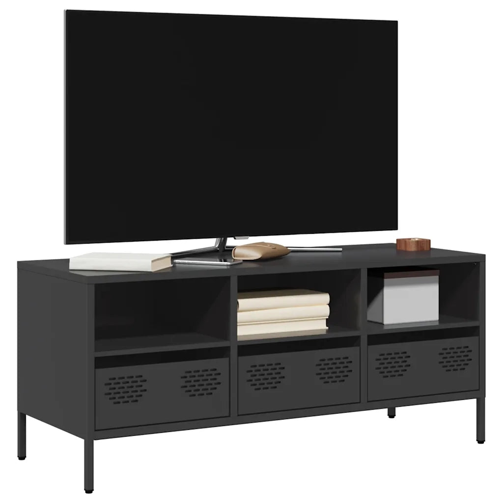 Mobile TV | Armadietto TV | Mobile Porta TV Nero 101,5x39x43,5 cm in Acciaio Laminato a Freddo