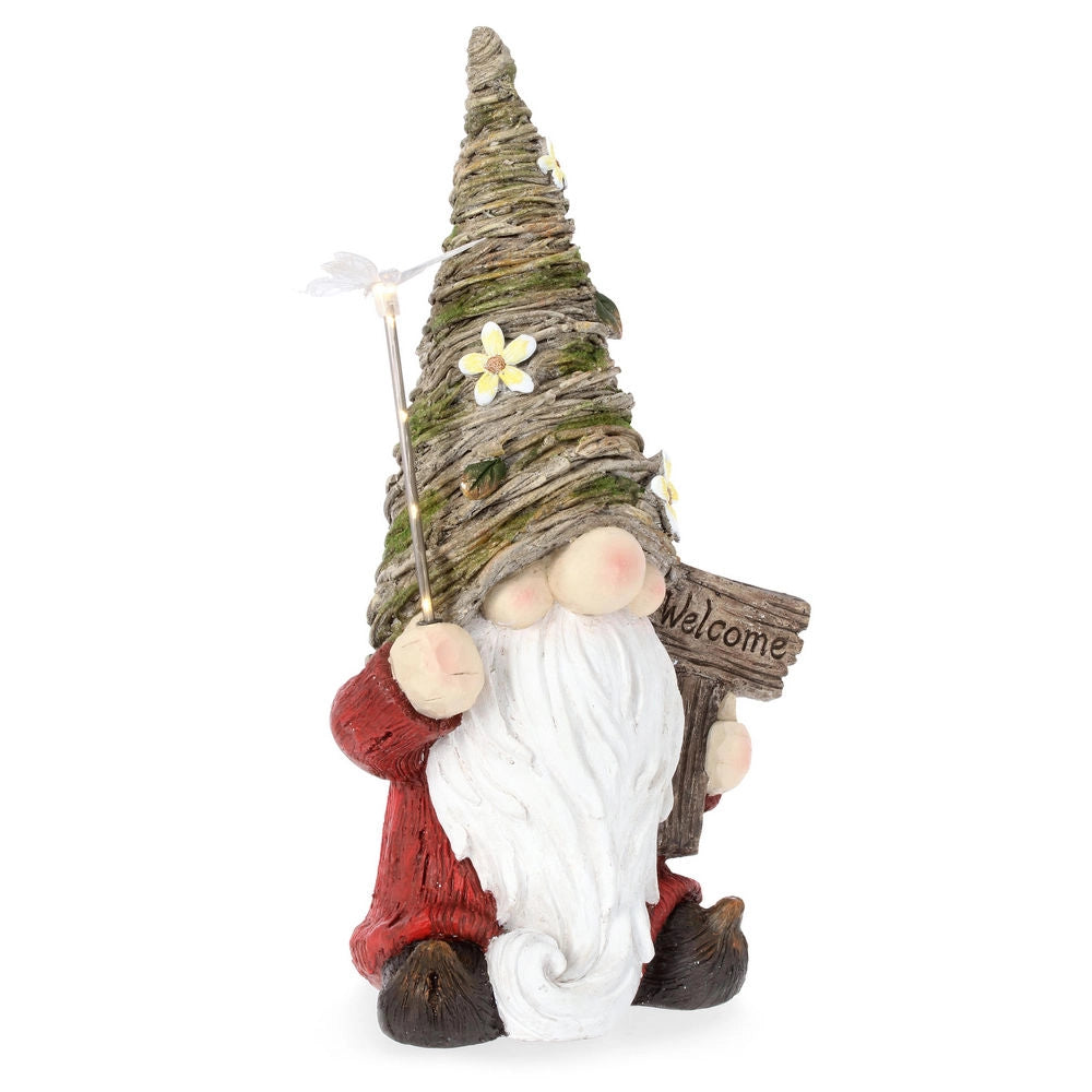 Statuetta Nano da Giardino Gnomo Hansel Ricarica Solare LED 54cm