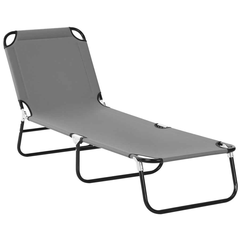 Sdraio Pieghevole da Giardino ¨C Xylo ¨C Acciaio e Tessuto Oxford Grigio 188x56x28cm