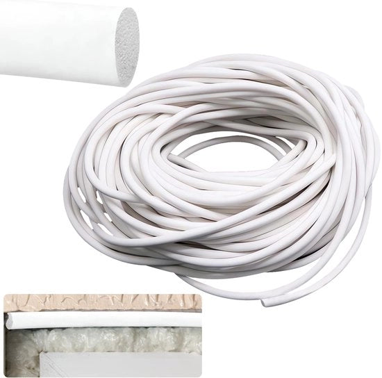 Cordone di sigillatura a silicone 10 metri - Profilo a viti - Strisce di schiuma - Ø 2 mm - Per sigillatura di giunti porte/muri