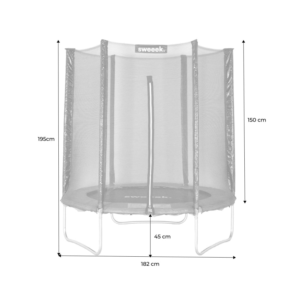 Trampolino 180cm con rete di protezione, grigio