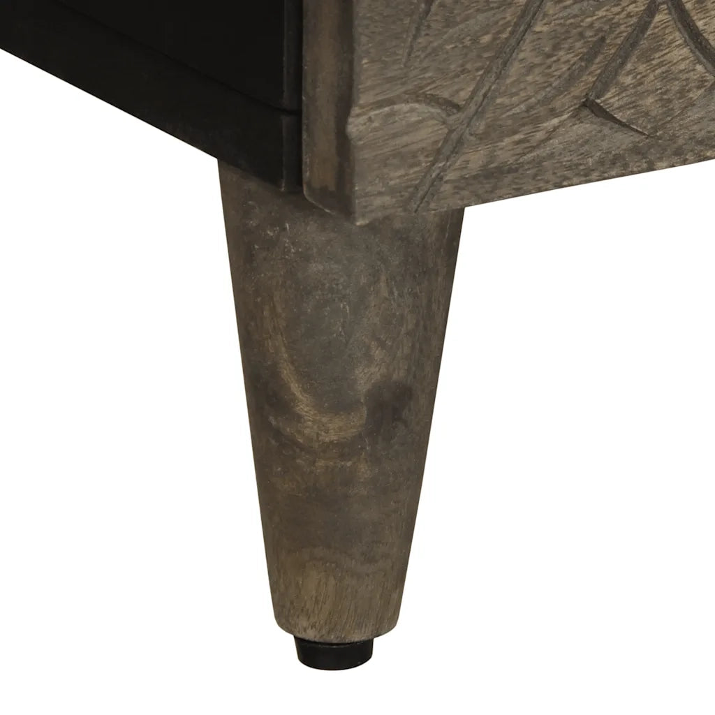 Comodino | Armadio da Notte | Mobiletto da notte Grigio Chiaro 40x33x46 cm in Legno Massello di Mango