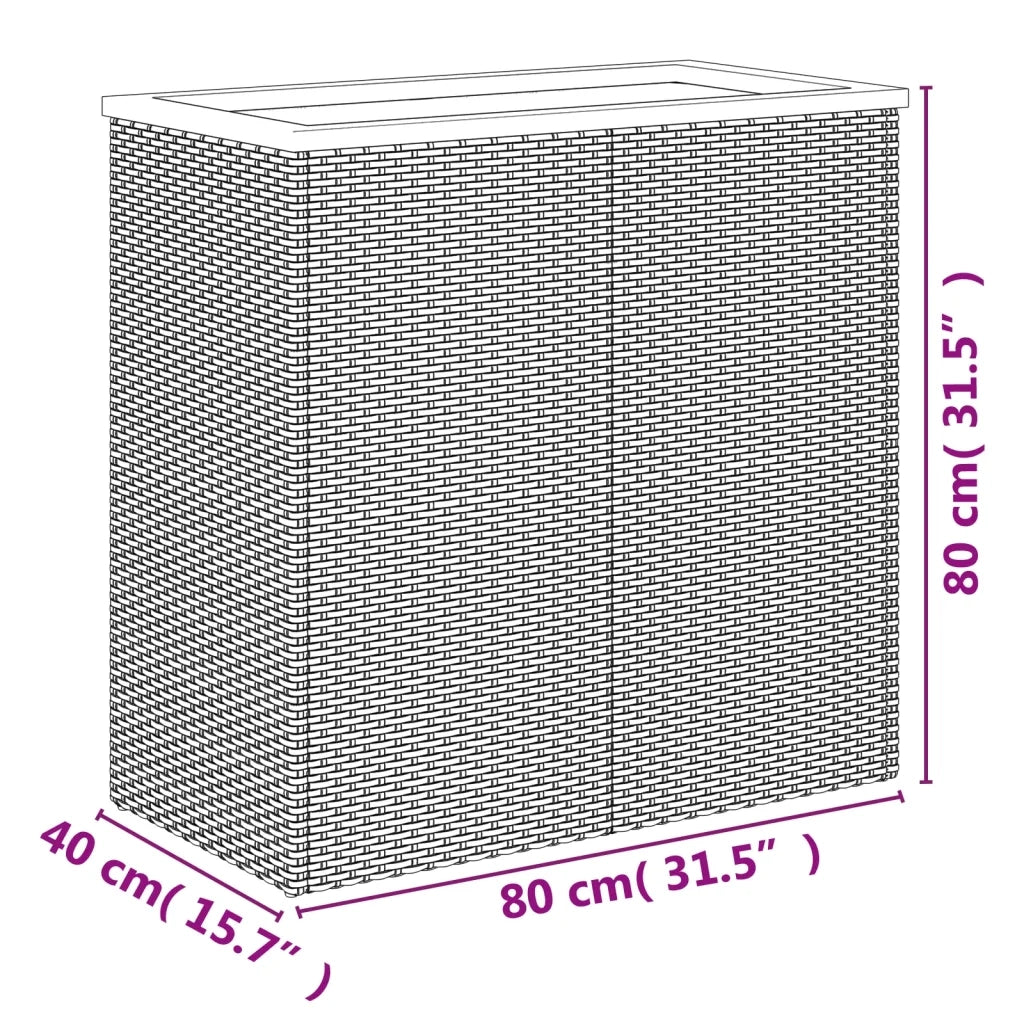 Fioriera Nera 80x40x80 cm in Polyrattan 319417