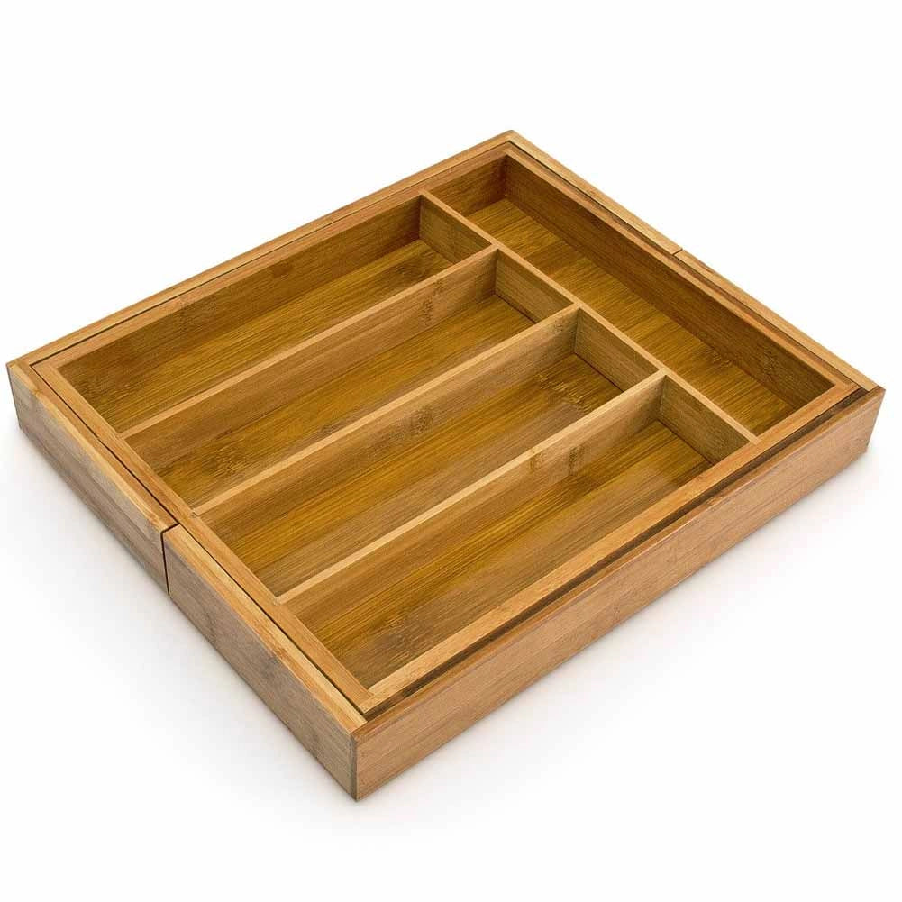 Portaposate Estensibile da Cassetto Cucina Porta Posate in Legno Bambu 37x31cm