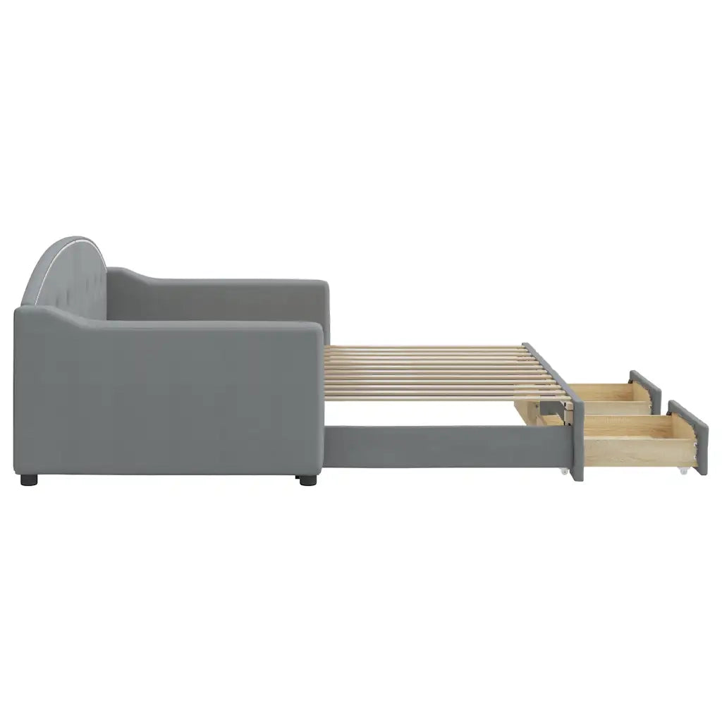 Divano Letto Estraibile Cassetti Grigio Chiaro 90x200cm Tessuto 3197566