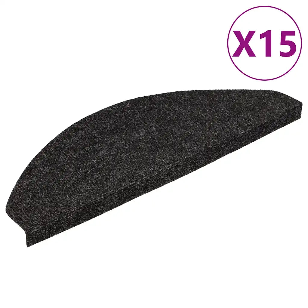 Tappeti Adesivi per Scale 15 pz 56x17x3 cm Nero 136390
