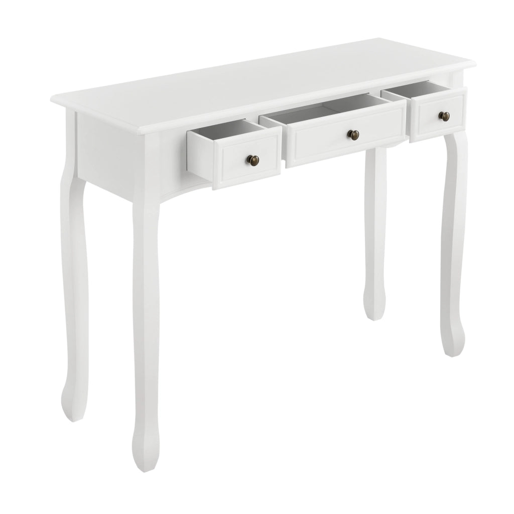 Tavolo Consolle Vintage con 3 Cassetti - Bianco [en.casa]