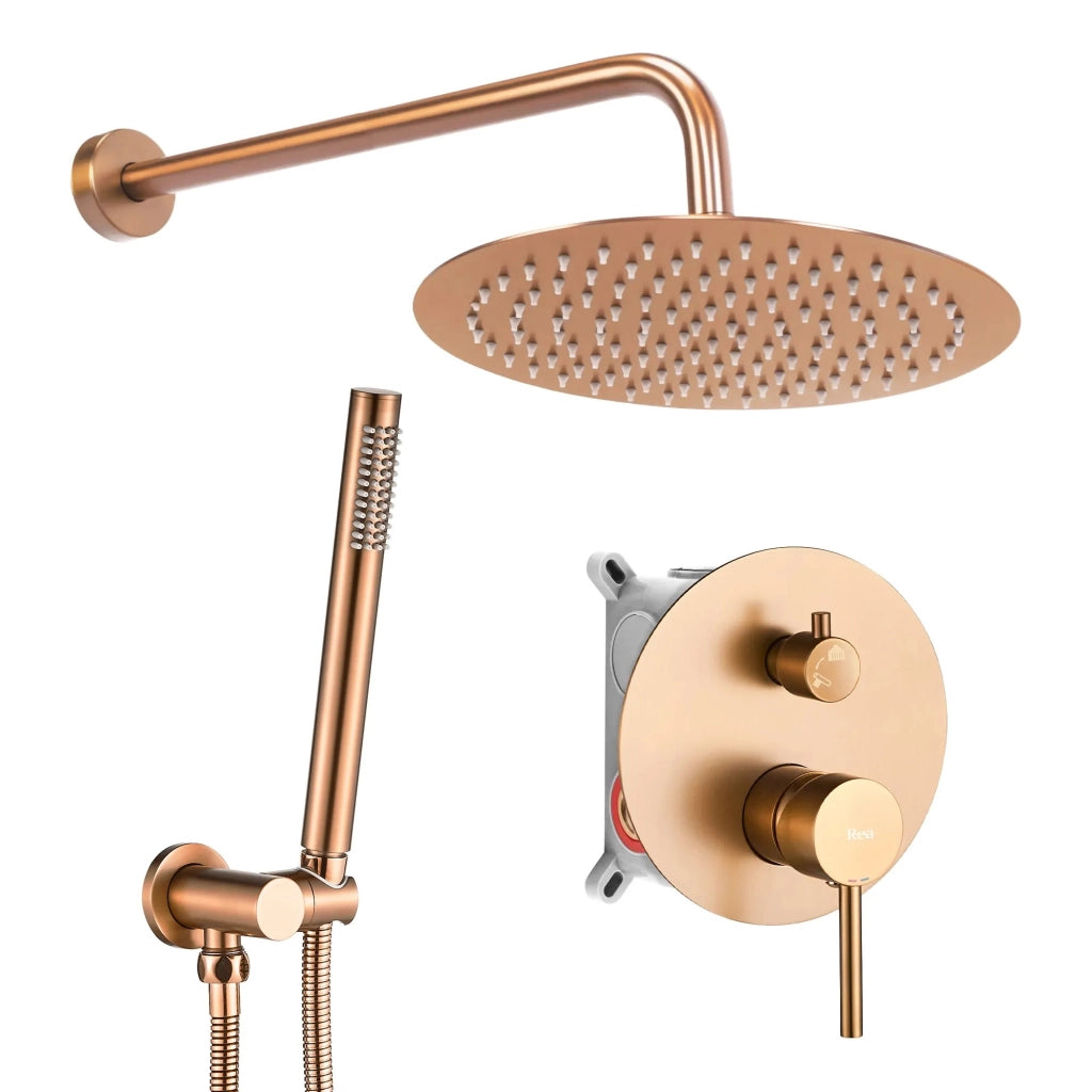 Set Doccia Da Incasso Rea Lungo Copper Brush + Box