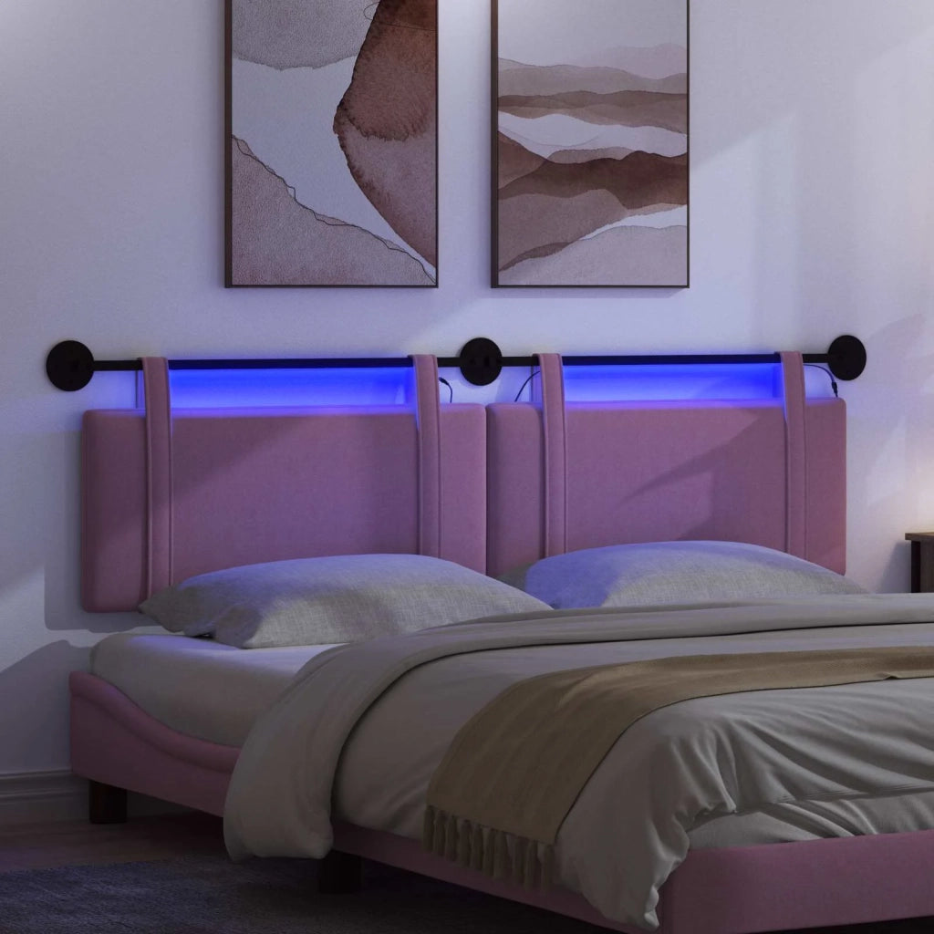 Testiera | Testata sospesa Con luce LED Rosa Tessuto