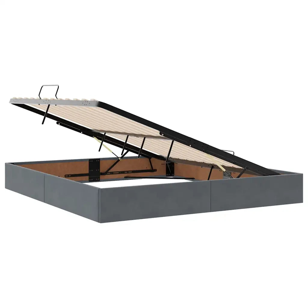 Letto con contenitore e LED Grigio scuro 180 x 200 cm Velluto 3372622