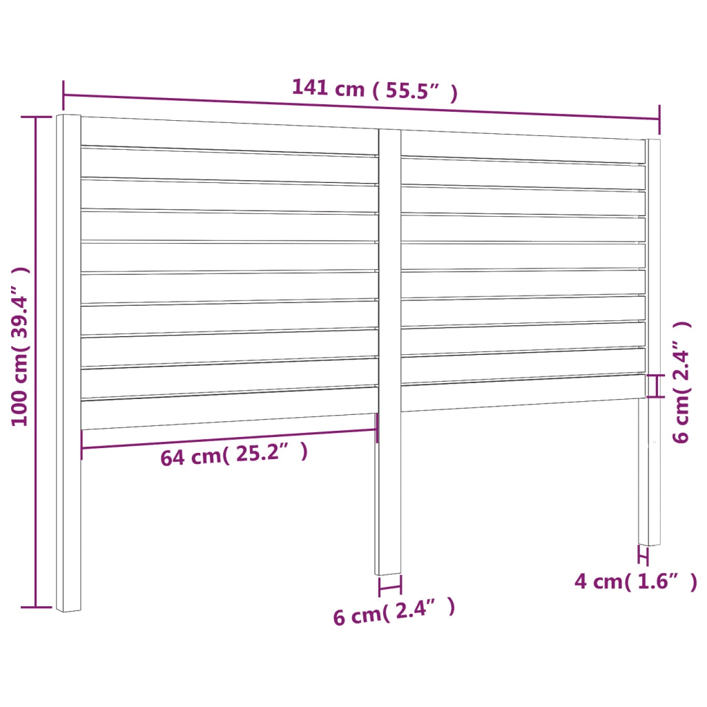 Testiera | Testata per Letto 141x4x100 cm in Legno Massello di Pino