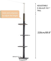 Albero per gatti multi livello con 4 piani, torre per gatti attivi con 4 piani, paletto per gatti con 4 livelli, altezza 120 cm, larghezza 60 cm, base 40x40 cm, materiale legno.