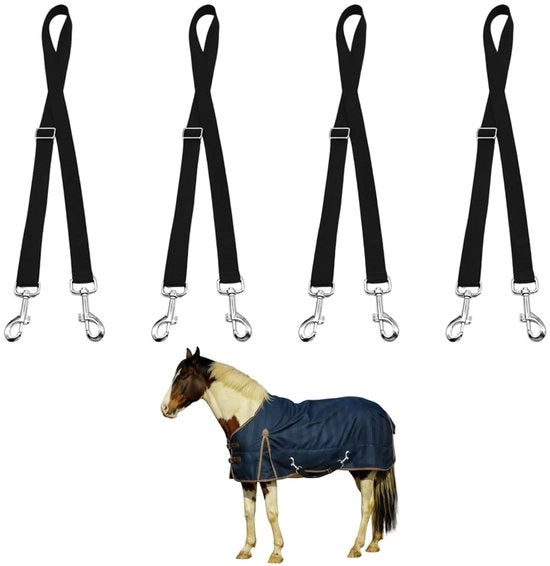 Set di Cinghie di Rallentamento per 4 ruote - Cinghie Elastiche Adattabili - Rotazione 360° - Robuste e affidabili - Forma di gomito stabile - Resistente alla trazione e alla abrasione - Set di cinghie per coperta di sella