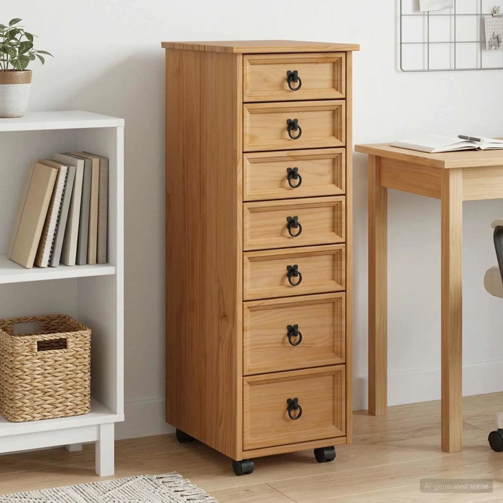 Armadietto Rotolante con Cassetti CORONA Marrone Miele 42040535