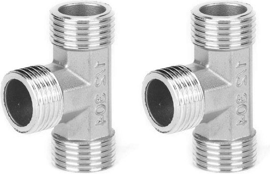 T-fitting G 1 2 Mannelico Connessione 3 vie Rial Gas G1 2 Pollice Buitendraad RVS T-cuscinetto T-connector a T Pijpverbinding Hulpstukken Accessori - Mannelico T-connector - RVS T-stub .
