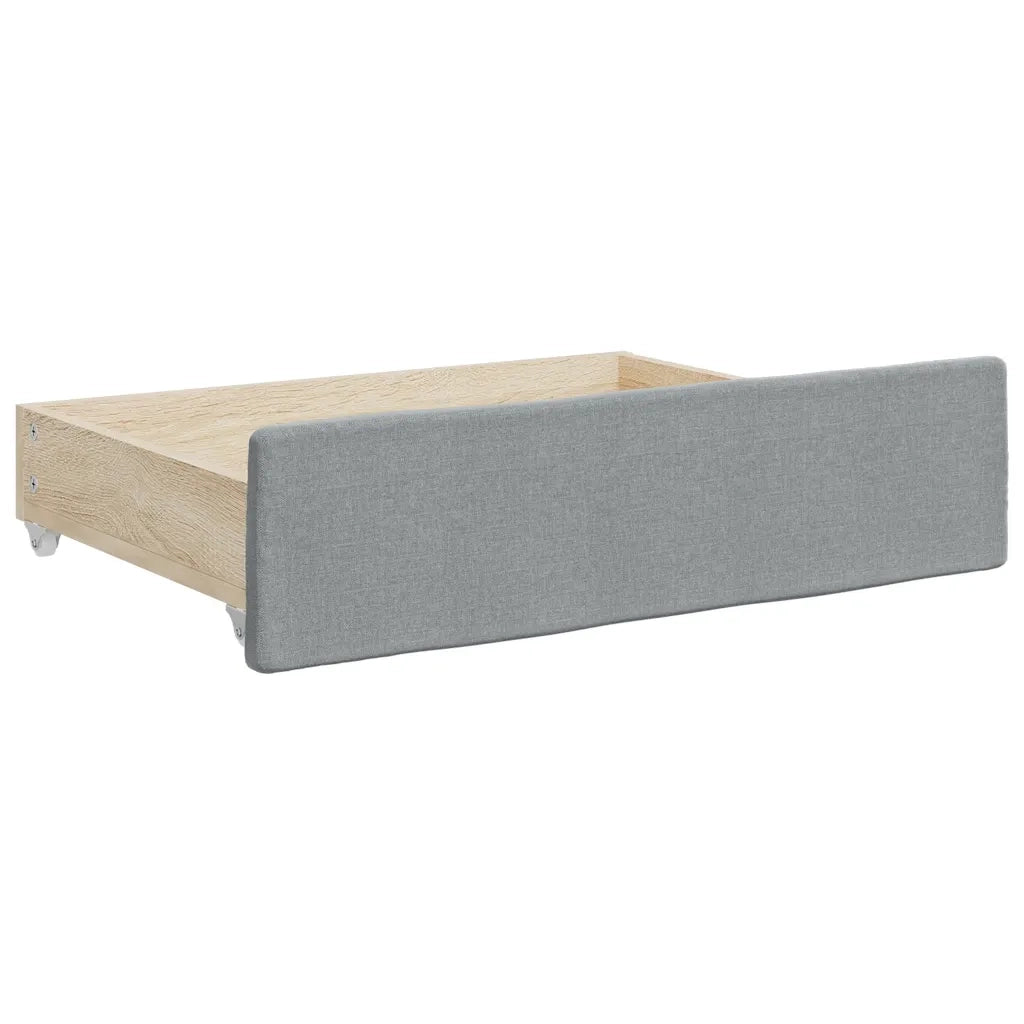 Divano Letto Estraibile Cassetti Grigio Chiaro 90x200cm Tessuto 3197566