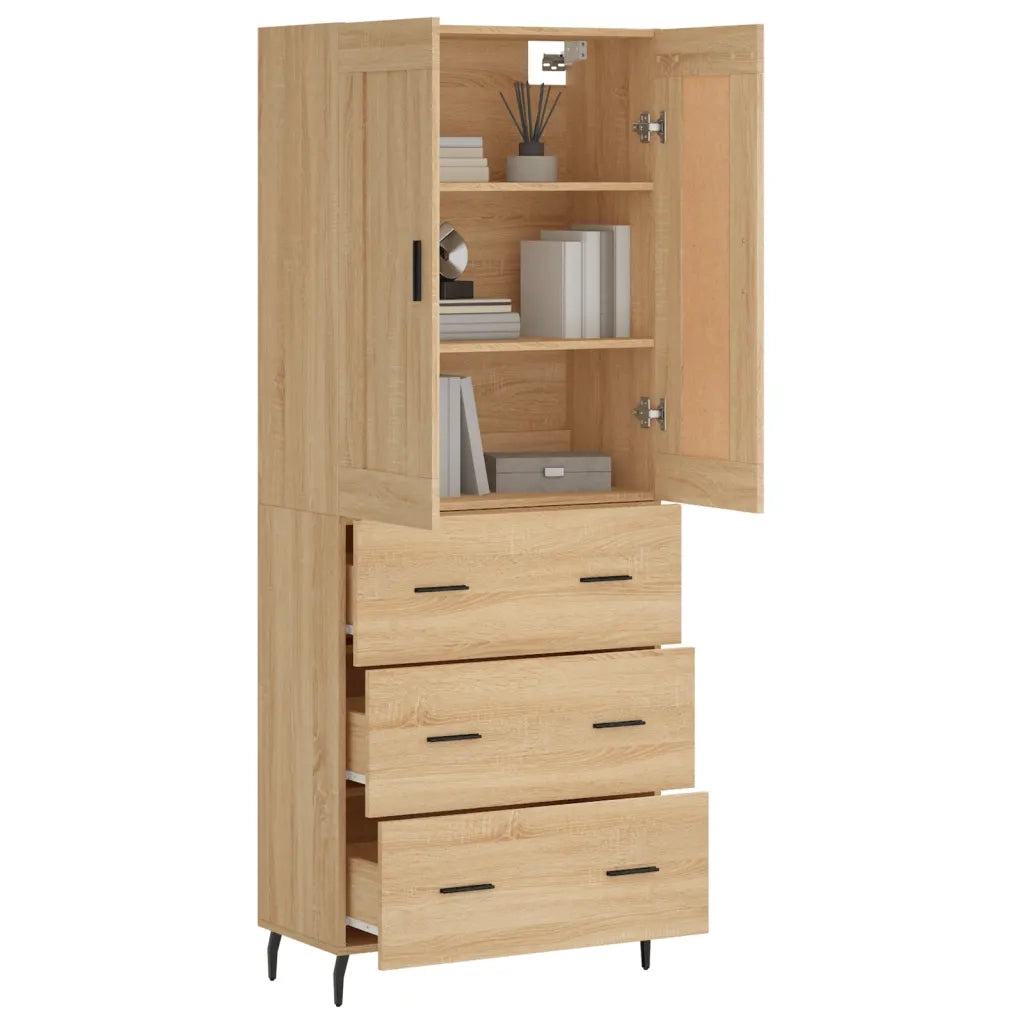 Credenza-Buffet-Armadio da cucina Rovere Sonoma 69,5x34x180 cm in Legno Multistrato 481244