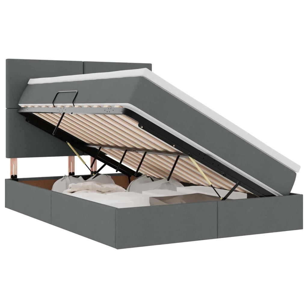 Letto con contenitore e LED con led Grigio scuro 140 x 200 cm 3372358
