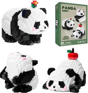 Set di costruzione 3-in-1 Panda - Mini blocchi da costruzione - Giocattolo da costruzione con animali - Stimolante la creatività - 940 pezzi - Blocchi da costruzione compatti
