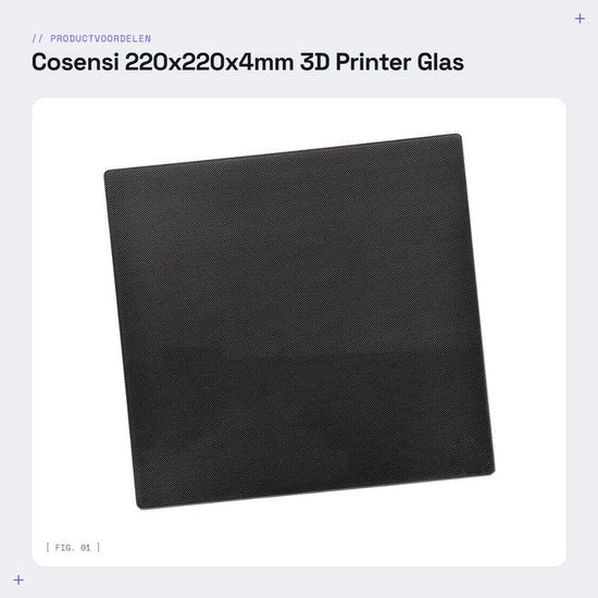 Piatto di stampa 3D - Dimensioni 220x220x4mm - Vetro resistente - Eccellente aderenza - Regolazione di temperatura - Alta affidabilità - Smalto poroso micro - Piatto di stampa 3D
