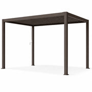 Pergola Bioclimatica 3x4 Metri Gazebo Con Tetto A Lamelle Orientabili Sistema Di Scarico Acqua Struttura In Alluminio E Acciaio Resistente Ai Raggi UV Per Giardino Terrazza E Piscina Marrone Opaco