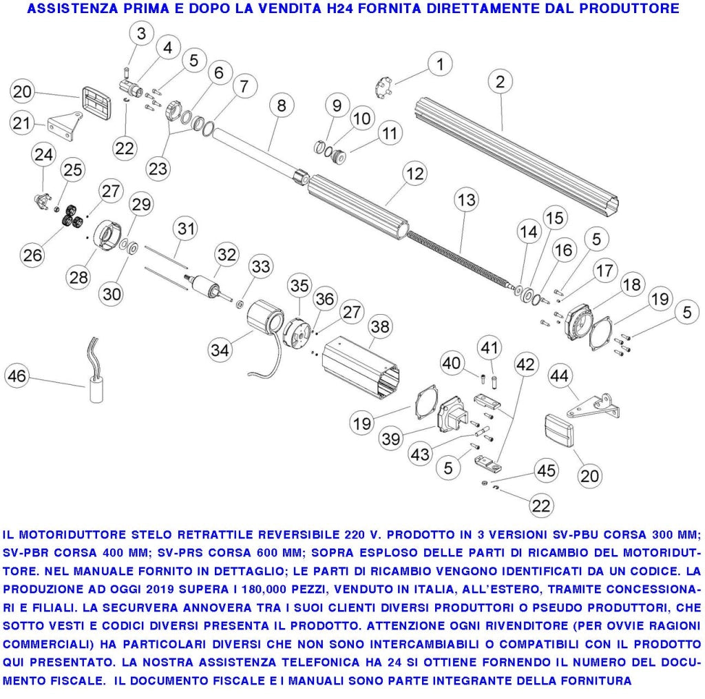 Apricancello Elettrico Kit Base Ricambio Cancello 7 MT Anta da 3,5 Metri Motore Elettromeccanico 230 V Stelo Retrattile Reversibile Corsa 600 mm Spinta 250 Kg Centrale Fotocellule 1 Radiocomando Faro