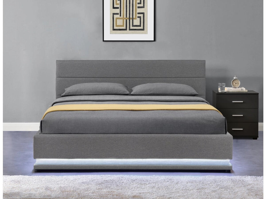 Letto LED con contenitore "Anastasia" - 180 x 200 - Grigio scuro