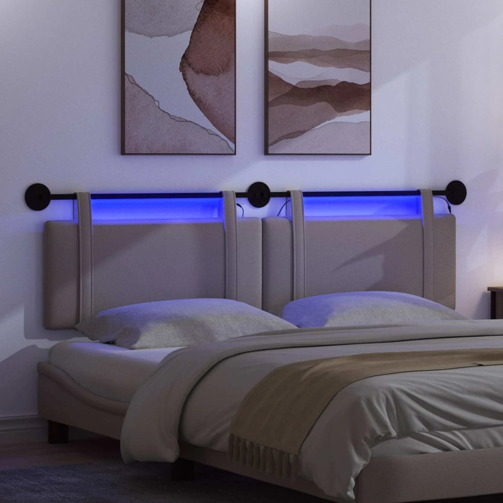 Testiera | Testata sospesa Con luce LED Tortora Tessuto