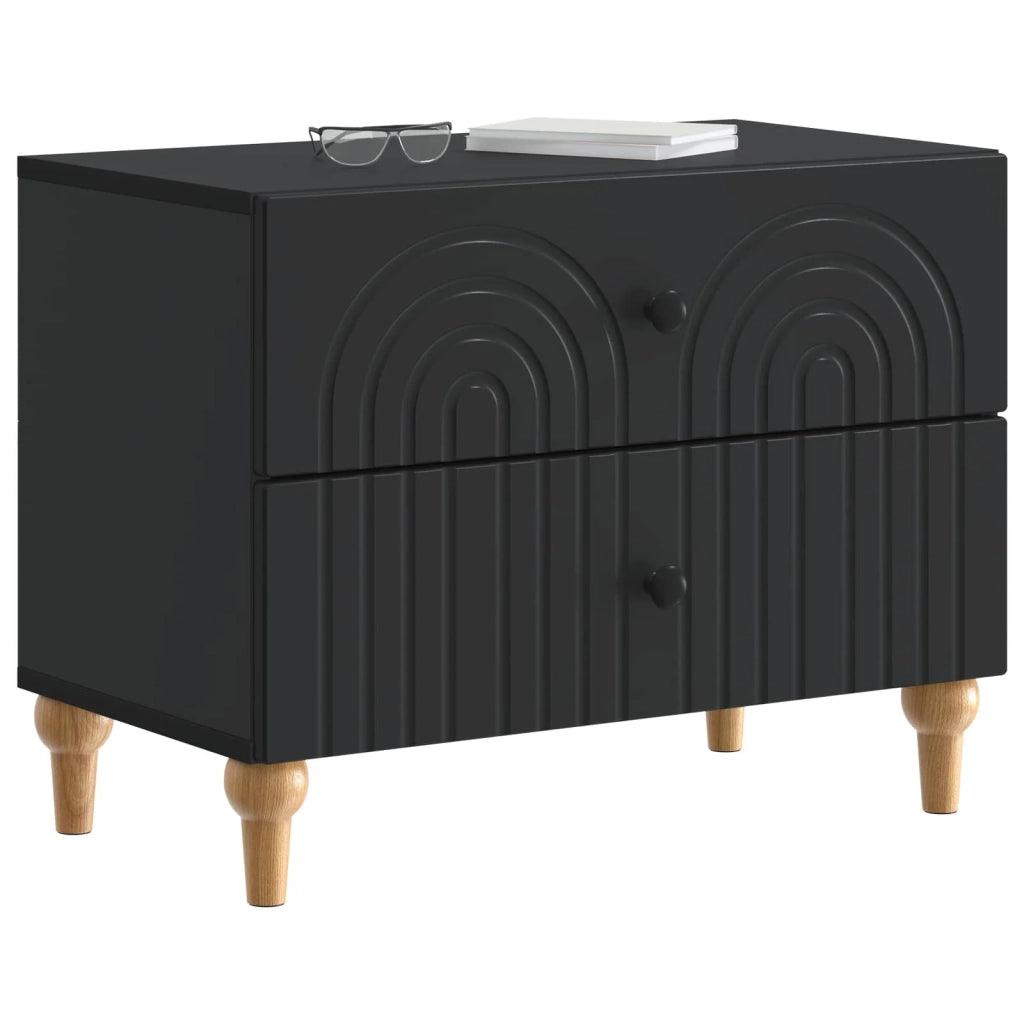 Comodino | Armadio da Notte | Mobiletto da notte Nero 62 x 34,5 x 48 cm Legno ingegnerizzato