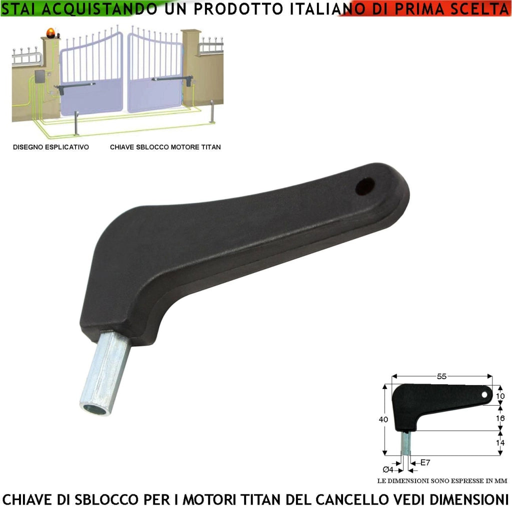 Chiave Cancello Automatico Sblocco di Emergenza per Motori Serie Titan Linear Aster Mover x Altri Motori Controllare le Dimensioni Esagono Acciaio Forato Incastonata Nella Custodia in Plastica Forata