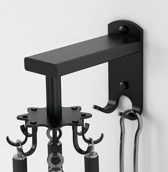 Supporto autoadesivo per utensili da cucina da appendere al muro - Rullo per pentole e padelle appeso - Rullo per posizionamento spatola e cucchiaio - Con 8 ganci rimovibili & 2 ganci robusti per appendere utensili da cucina