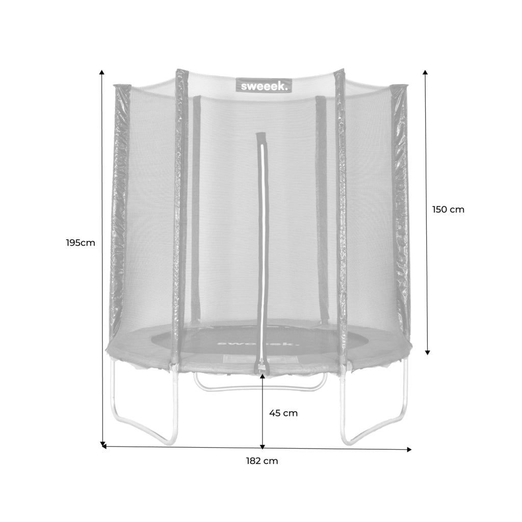 Trampolino 180cm con rete di protezione, grigio