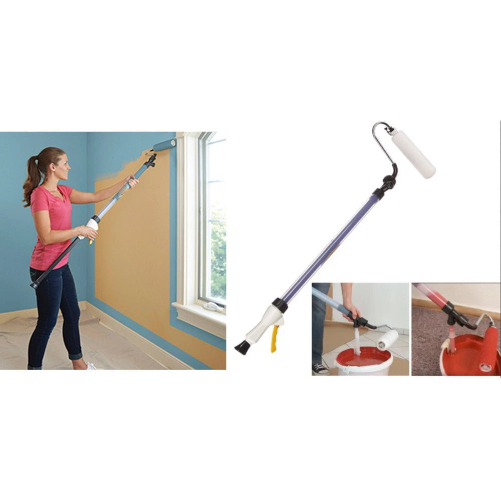 Trade Shop - Rullo Pittura Con Serbatoio Ricaricabile Antigoccia Con Manico Telescopico -