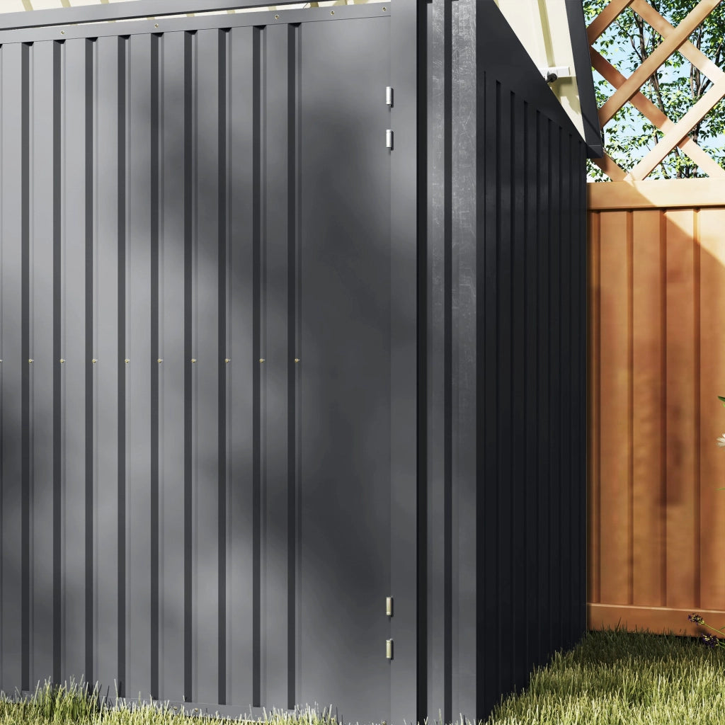 Copribidoni per 3 Cassonetti da 240L 233x105x118,5-133 cm con 2 Porte e Coperchio Grigio Scuro