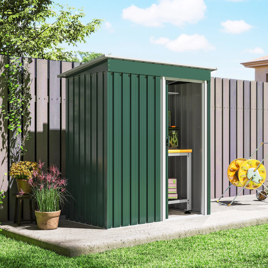 Capanno Attrezzi da Giardino ¨C Xylo ¨C Acciaio Zincato Verde 163x89x182 cm