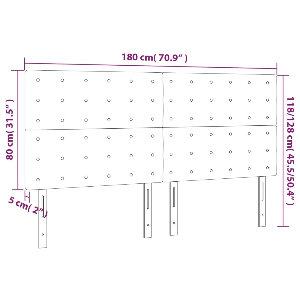 Testiera | Testata Nera 180x5x118/128 cm Velluto