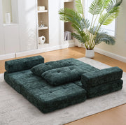Divano letto pieghevole 79x180x18 cm in ciniglia Verde smeraldo
