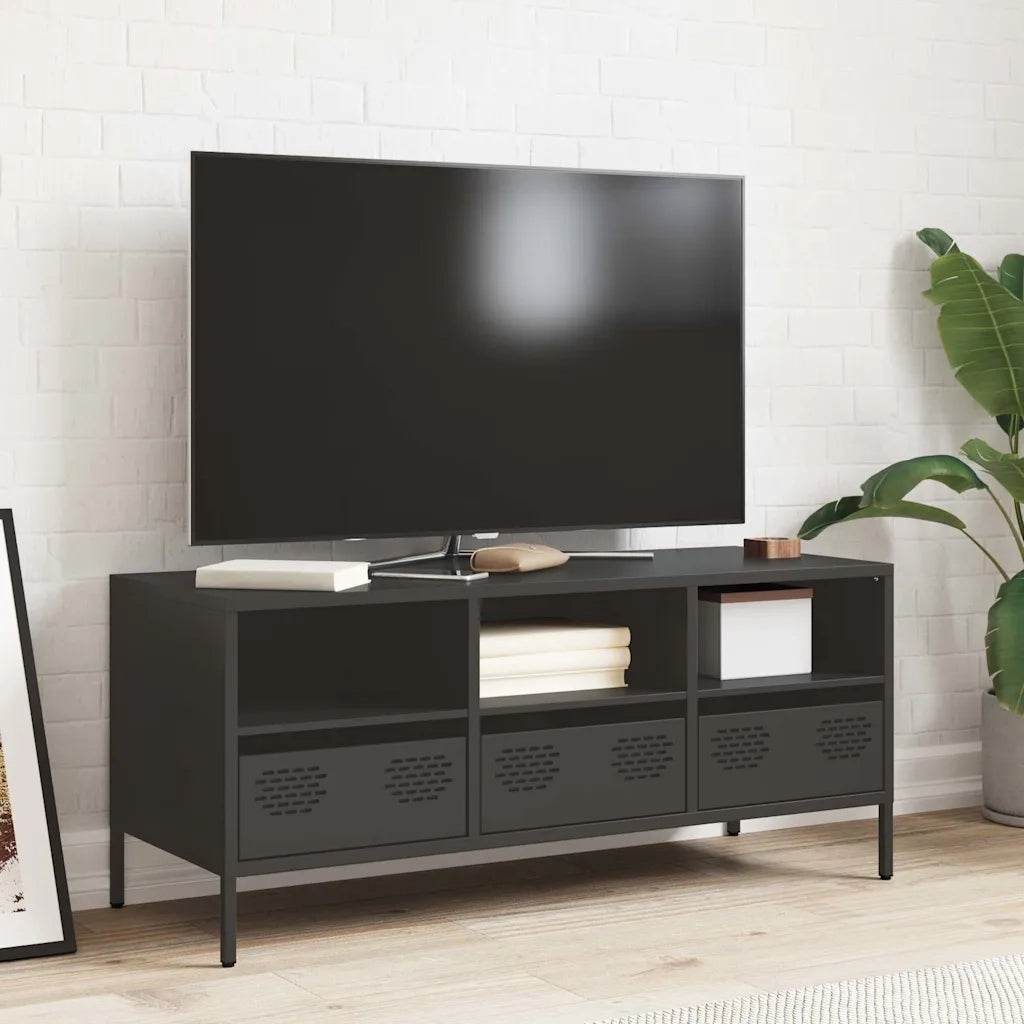 Mobile TV | Armadietto TV | Mobile Porta TV Nero 101,5x39x43,5 cm in Acciaio Laminato a Freddo