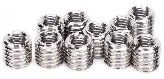 Set di viti a dado 10 pezzi - Mozzo di riparazione - Filo interno M8 x 1,25 - Filo esterno M12 x 1,75 - Acciaio inossidabile 303 - Lunghezza 12 mm