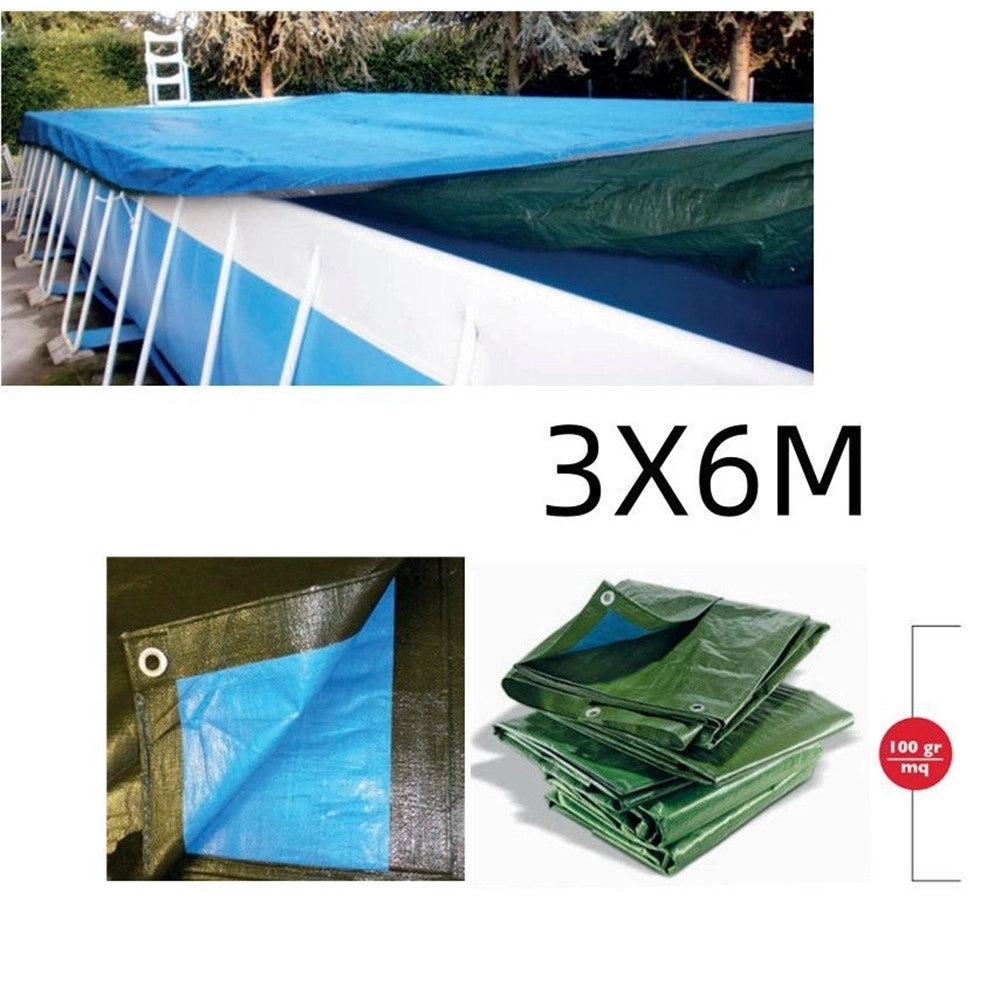 Trade Shop - Telone Rafia 100gr Copertura Per Piscina 3x6mt Impermeabile Resistente Occhielli 406247 -