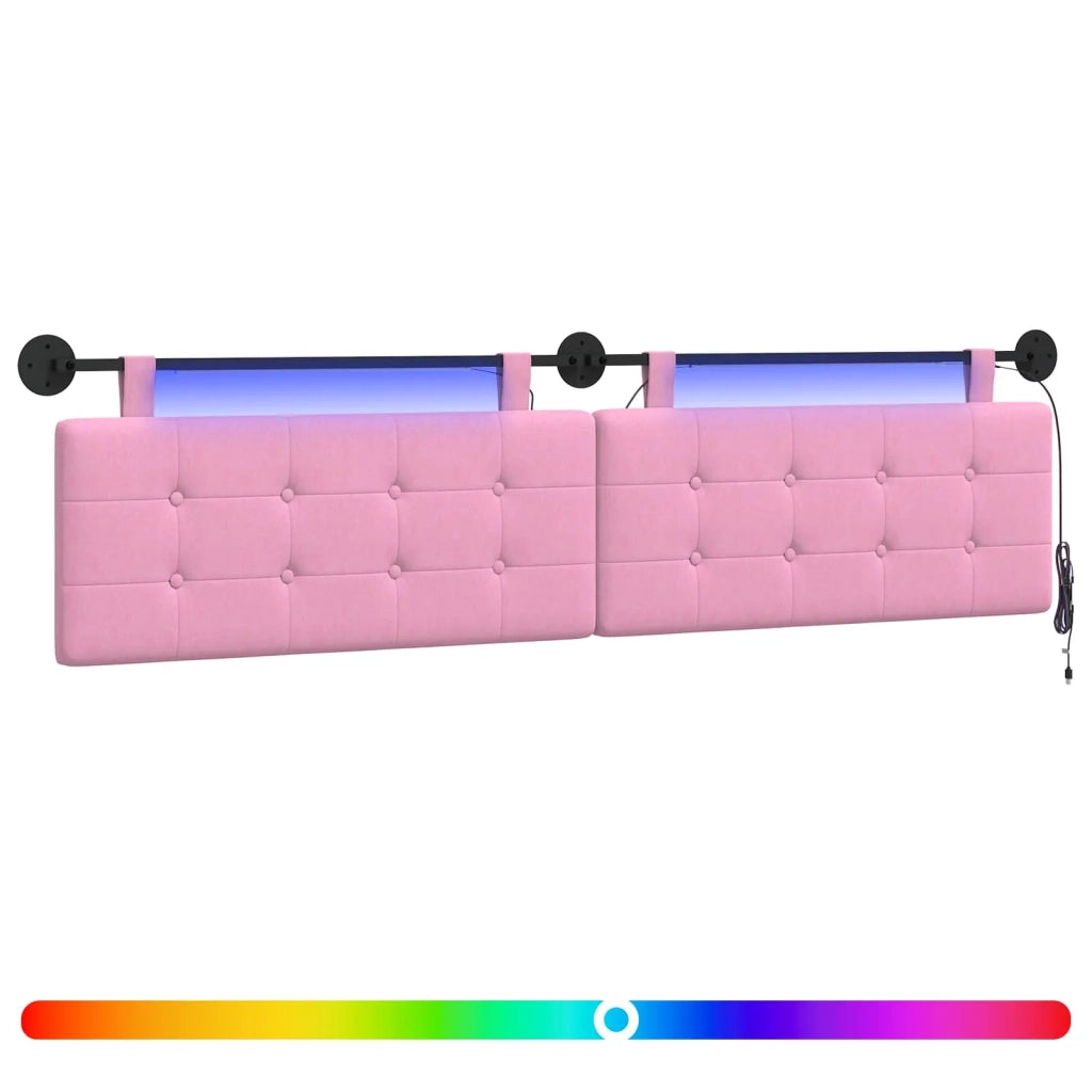 Testiera | Testata sospesa Con luce LED Rosa Tessuto