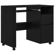 Scrivania | Tavolo da Ufficio con Ruote con cassetto Rovere Nero 91 x 50 x 77 cm