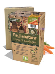 Dispenser di Fieno Montagna 600gr + Carote - Ideale per Conigli, Roditori E Piccoli animali - Accessorio Ecologico per un'Alimentazione Naturale