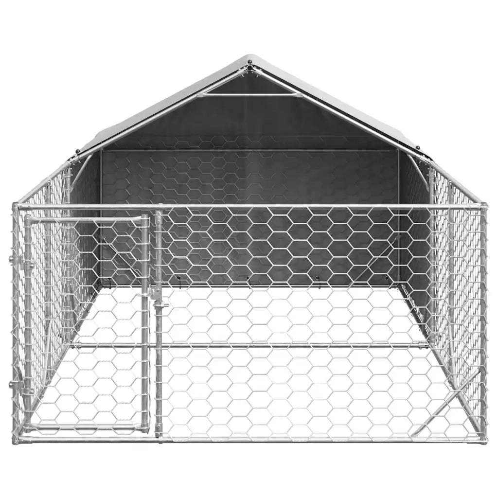 Cuccia per Cani da Esterno con Recinto 4x2x1,5m Acciaio Zincato 3329235