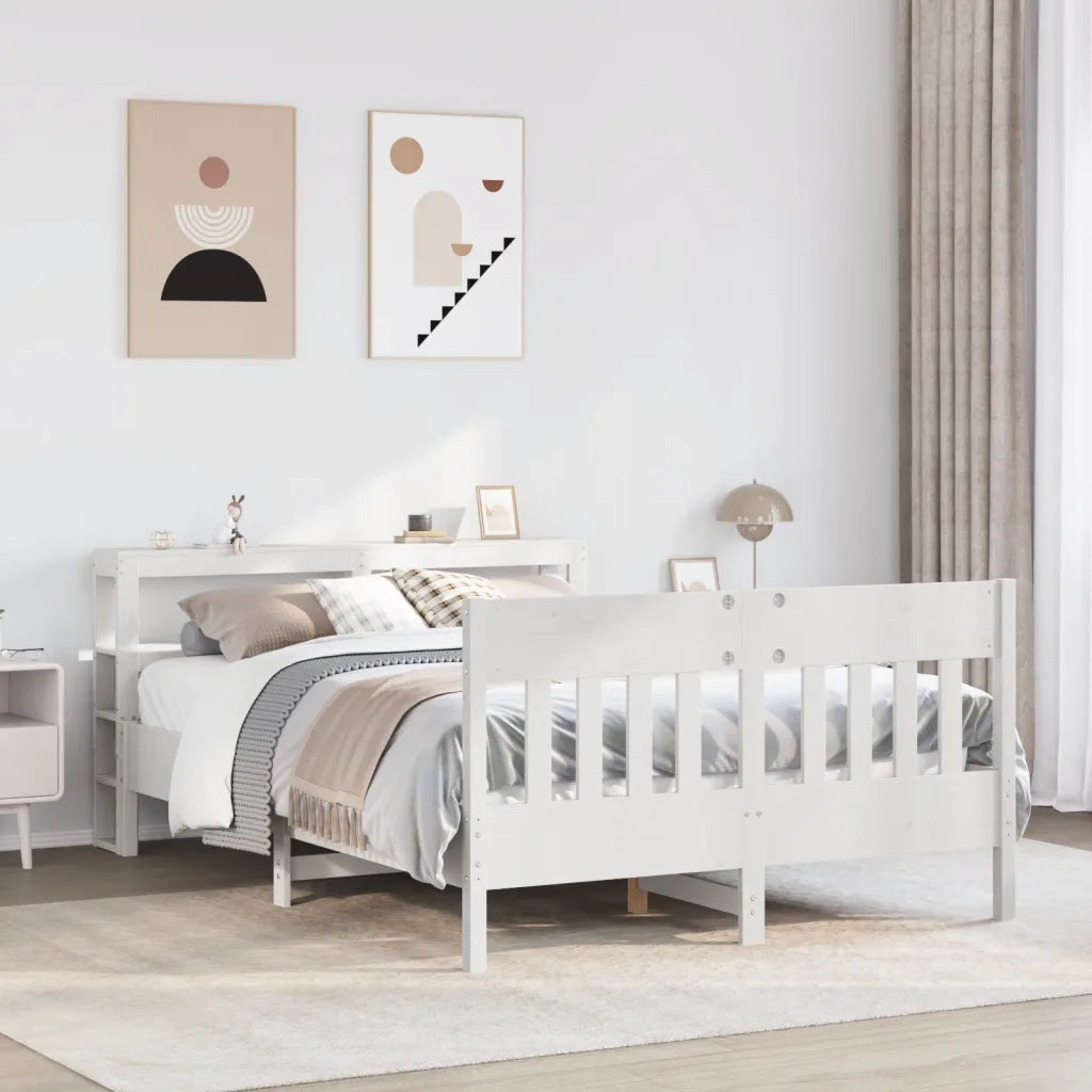 Letto senza Materasso Bianco 120x190 cm Legno Massello di Pino