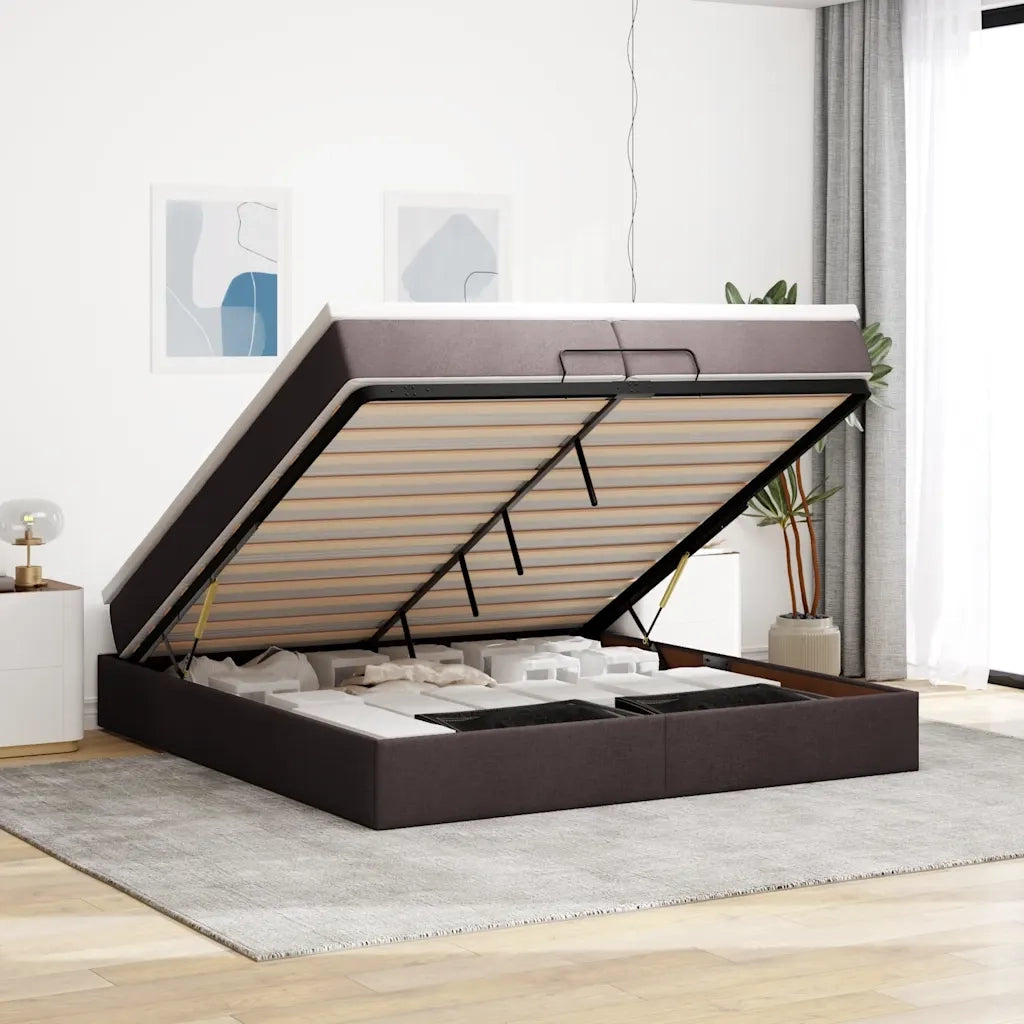 Struttura Letto Pouf con Materassi 200x200 cm in Tessuto 3311137