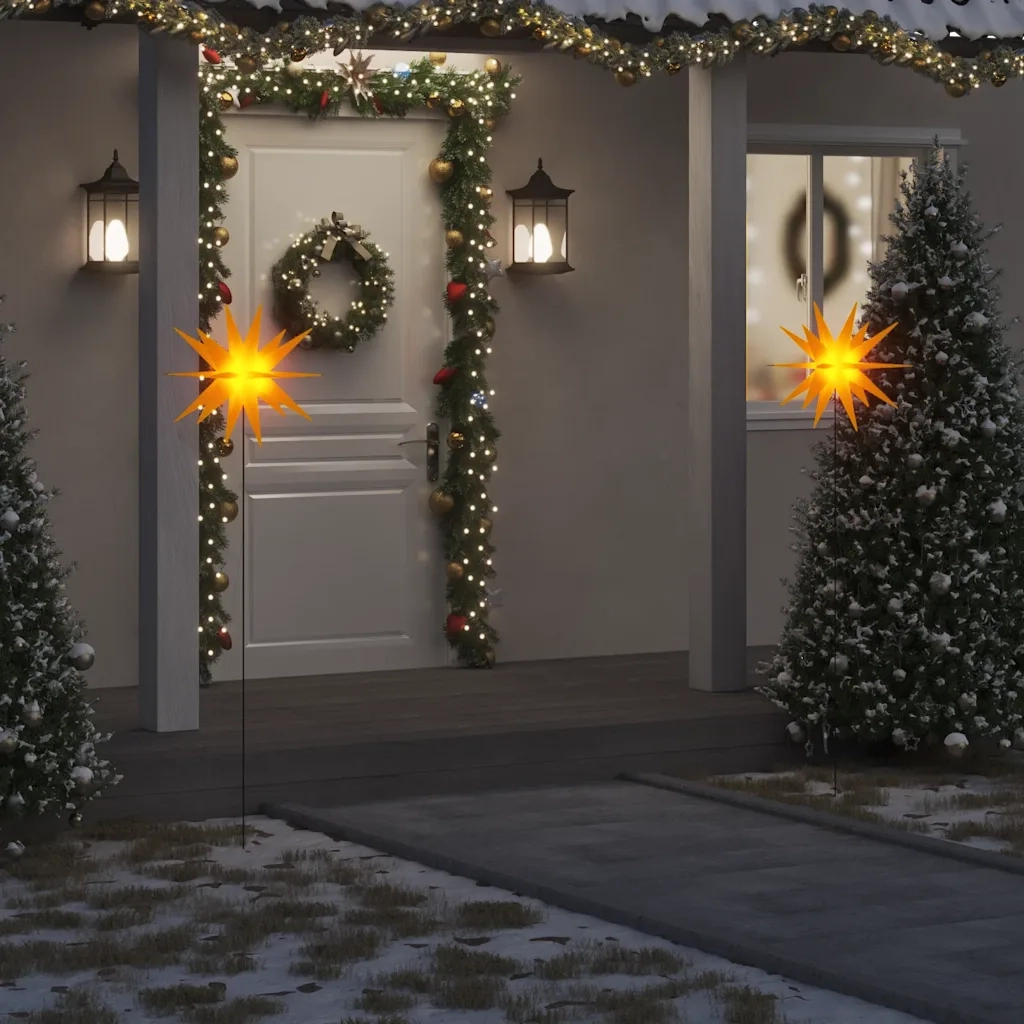 Luci di Natale con Picchi e LED 3 pz Pieghevoli Gialle 57 cm CFW3022572