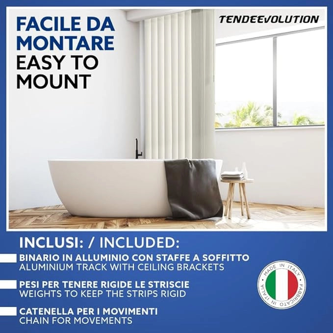 Tenda Verticale Shantung 127mm - Colore Salmone 57, Attacco Soffitto - Larghezza 4m x Altezza 2,50m - Apertura Sinistra - Per Casa E Ufficio