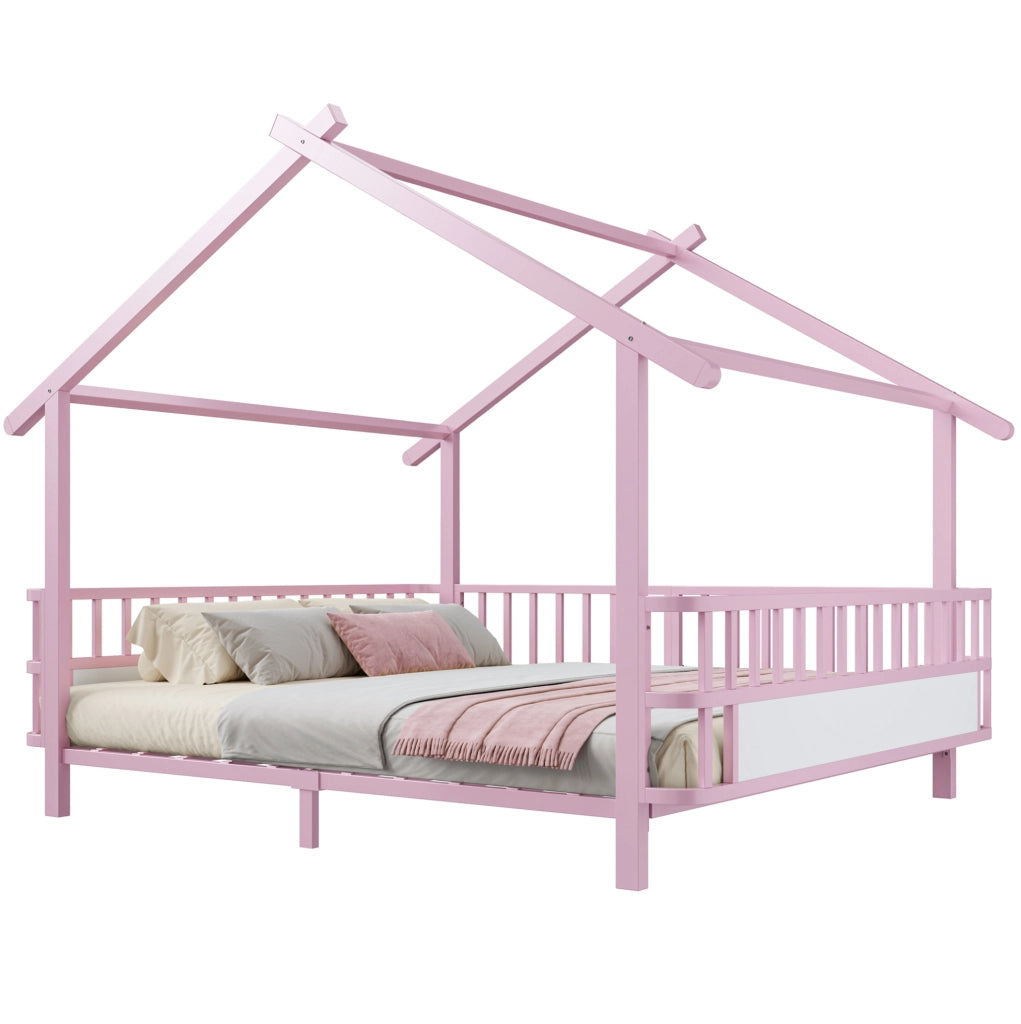 Letto per bambini a casetta in metallo rosa 140 x 200 cm